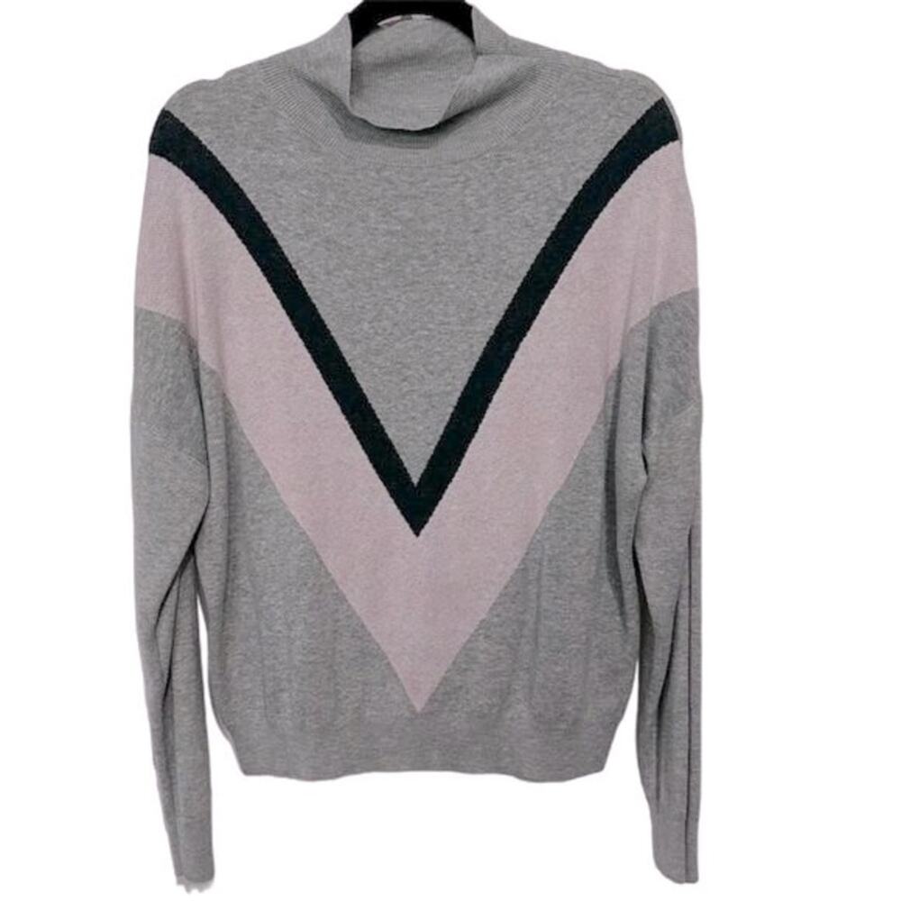 Old Navy Women's M Gray Color Block Mock Neck Lon… - image 1